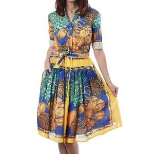 NEW DIZZY-LIZZIE mrs maisel midi dress in coconut print